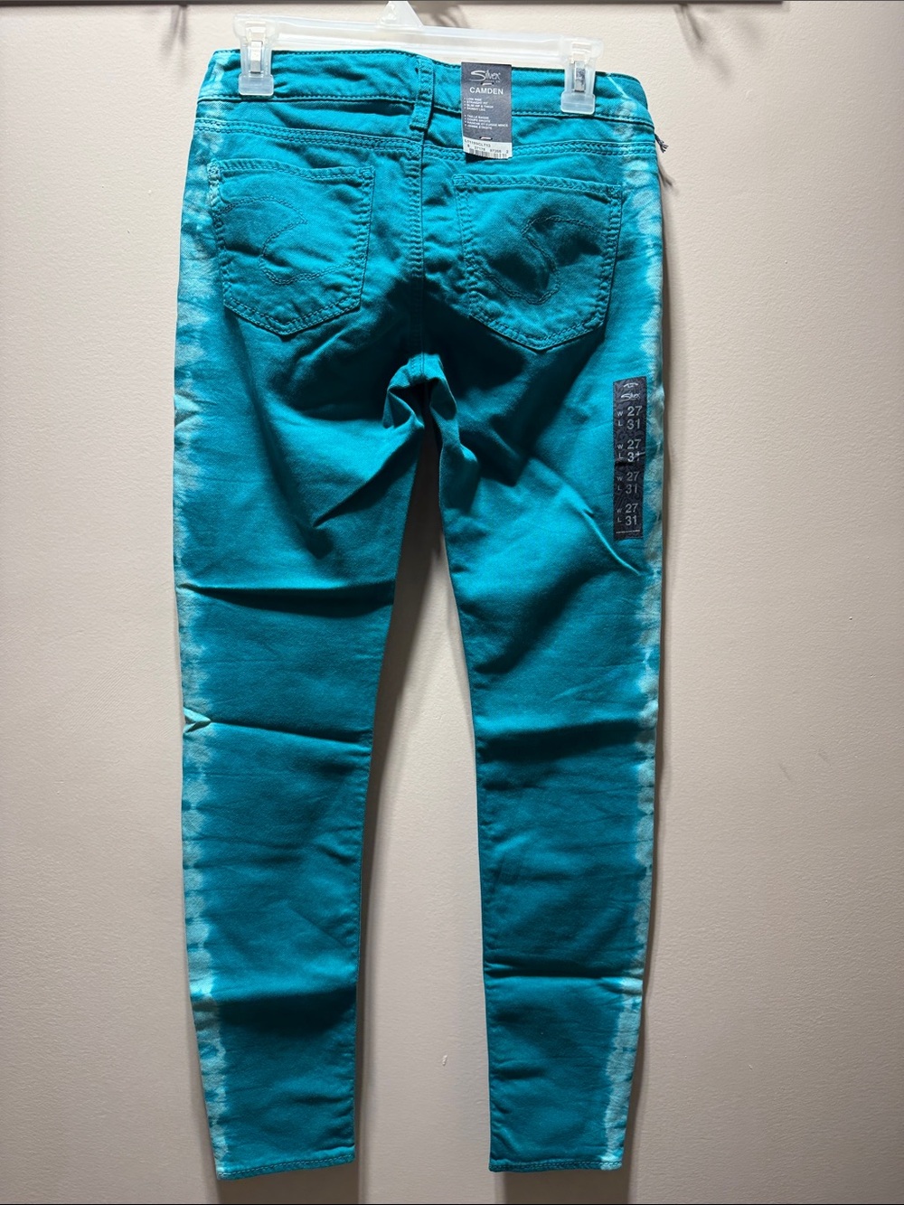 Silver Jeans Women's Teal Tie-Dye Skinny Jeans - Picture 5 of 8